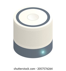 Isometric Icon Of Smart Speaker On White Background 3d Vector Illustration