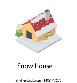 
Isometric icon in snow house 

