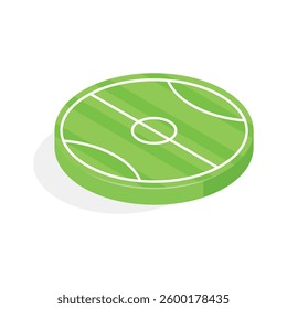 Isometric icon of soccer field for football matches and training.