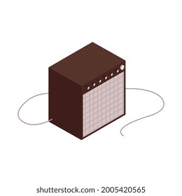 Icono isométrico con amplificador de sonido en fondo blanco Ilustración vectorial 3d