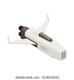 Isometric icon of space shuttle on white background 3d vector illustration