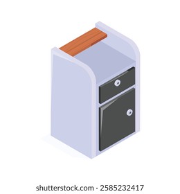 An isometric icon of a stylish small storage unit.