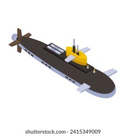 An isometric icon of submarine, editable design 