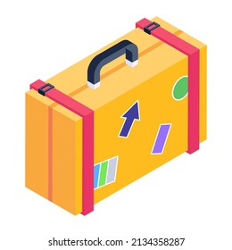 An isometric icon of suitcase is visually perfect 

