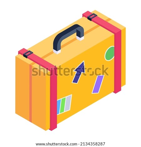 An isometric icon of suitcase is visually perfect 


