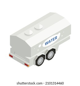 Isometric icon with tank for water delivery on white background 3d vector illustration