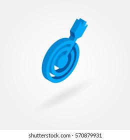 Isometric icon of a target and arrow. Isolated on white background.
