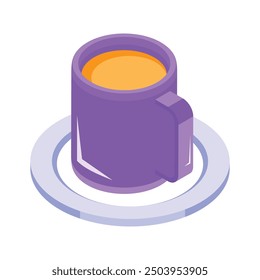 An isometric icon of teacup in modern design style, ready for premium use