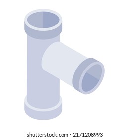 Isometrisches Icon der Tee-Pipe ist bereit für den Einsatz im Web und Apps 