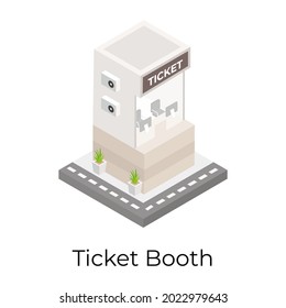 Isometric Icon Of Ticket Booth In Editable Style 