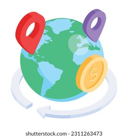 Isometric icon of trading location 