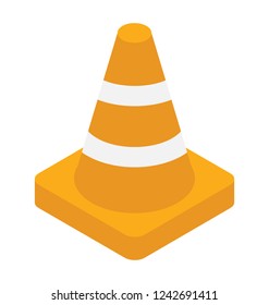 Isometric icon of a traffic cone