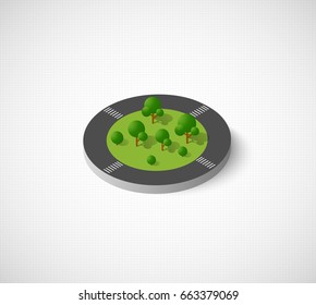 Isometric Icon  trees for landscape design. Vector illustration isolated. 