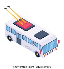 An isometric icon of trolley bus

