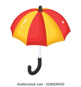 An isometric icon of umbrella is editable and scalable 