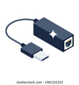 Isometrische Ikone des USB-Kabels, moderne Vektorgrafik 