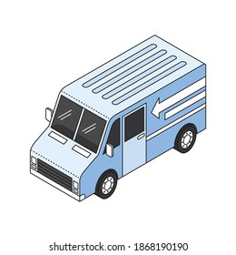 Isometric icon with van for delivering goods on white background 3d vector illustration