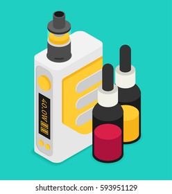 Isometric Icon of Vape device set. Flat vector.