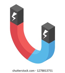 Isometric icon vector, horseshoe magnet