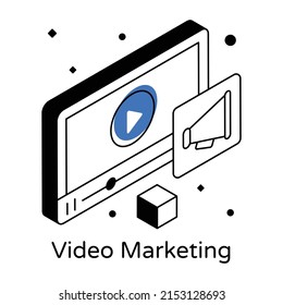 Ein isometrisches Symbol für Videomarketing 

