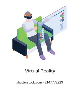 An isometric icon of virtual reality, vector design


