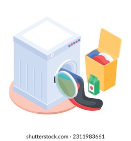 An isometric icon of washing machine 