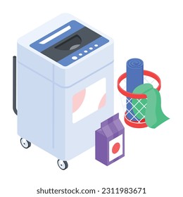 An isometric icon of washing machine 