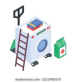 An isometric icon of washing machine 