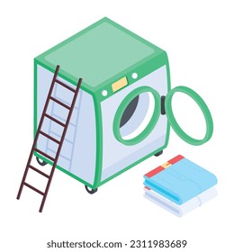 An isometric icon of washing machine 