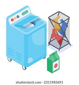An isometric icon of washing machine 