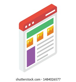 isometric icon of web layout design 