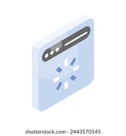 An isometric icon of website loading in modern design style, ready to use