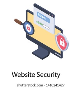 
Isometric icon of website security   
