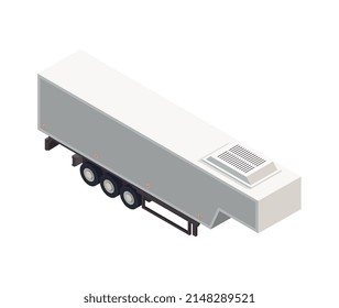 Icono isométrico con semirremolque refrigorífico blanco sobre fondo en blanco Ilustración vectorial 3d