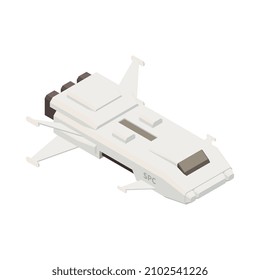 Icono isométrico con naves espaciales blancas en el fondo blanco Ilustración vectorial 3d