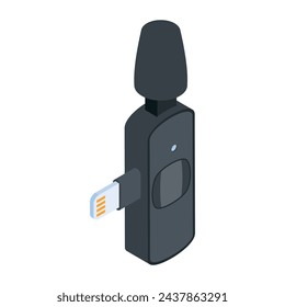 Here�s an isometric icon of wireless microphone