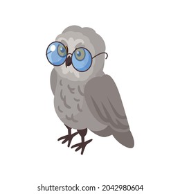 Isometric icon of wise fairy tale owl in glasses on white background vector illustration