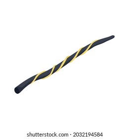 Isometric icon with wooden witch magic wand on white background 3d vector illustration