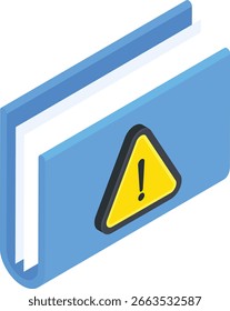 Ein isometrisches Symbol eines gelben Ordners mit einem roten Dreieck mit einem Ausrufezeichen, das eine Warnung, eine Warnung oder einen wichtigen Hinweis darstellt.