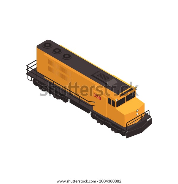 Isometric Icon Yellow Freight Train Wagon Stock Vector (Royalty Free