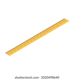 Isometric icon with yellow ruler vector illustration