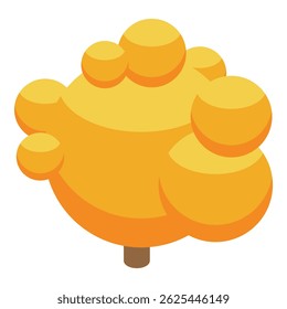 Isometric icon with yellow tree with round crown standing alone