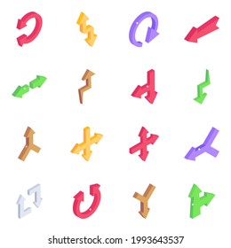 Isometric Icons of Arrow Pointers