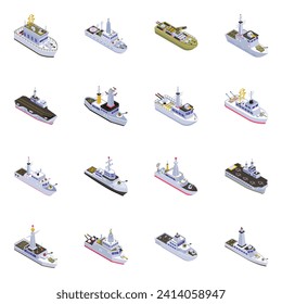 Isometric Icons of Battle ships 

