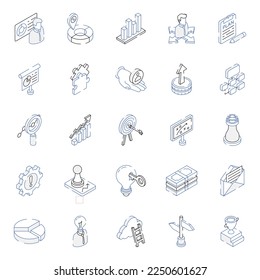 Isometric Icons of Business Corporate 

