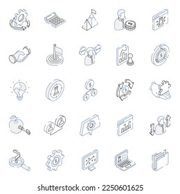 Isometric Icons of Business and Management

