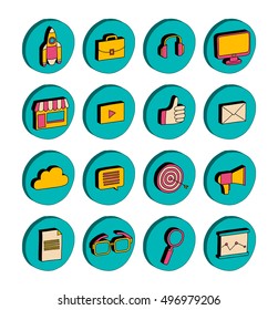 Isometric icons Business and startup Doodle 3d
