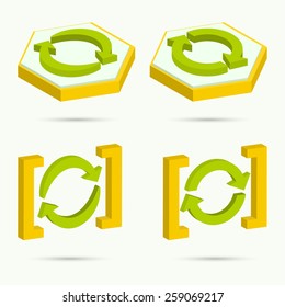 Isometric icons. Collection of four icons updates. Vector illustration