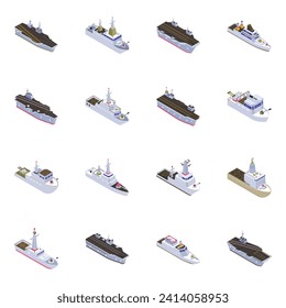 Isometric Icons of Combat Ships 

