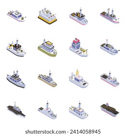 Isometric Icons of Military Boats

